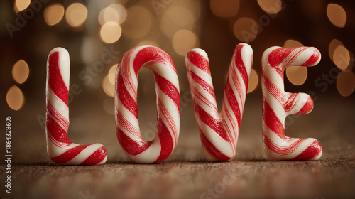 Sweet candy cane style LOVE letter design