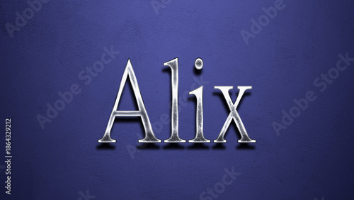 Wallpaper Mural 3D Chrome name design of Alix on blue Background.	
 Torontodigital.ca