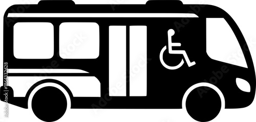 Stylized Public Transit Illustration with Accessibility Sign and
