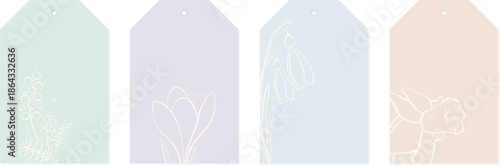Hand drawn spring floral gift tags. Vector label set.