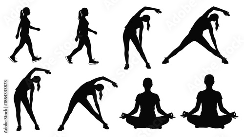 Group of people practicing yoga and stretching exercises