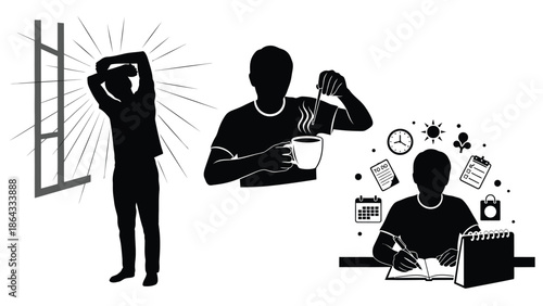 Daily routine of a person starting from waking up