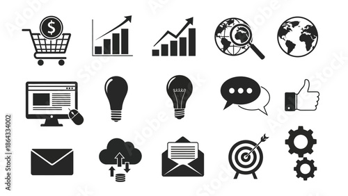 Collection of business icons for online marketing and e-commerce