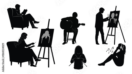 People engaging in various artistic activities