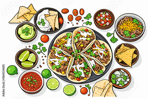 Colorful and various appetizer foods presented in small bowls.