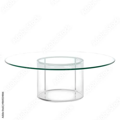 Modern Circular Table With Glass Top and Clear Base in a Simple Design