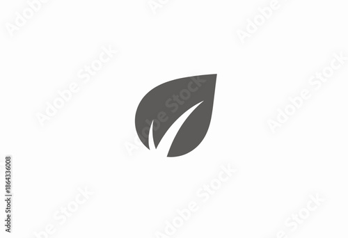 Monochrome Leaf Logo Symbolizing Nature, Sustainability, and Eco-Friendly Concepts in a Minimalistic and Modern Design Layout