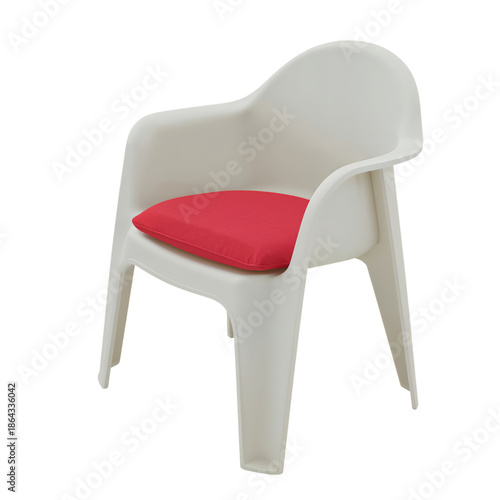 Comfortable Red Chair With a Simple Design Placed on a Light Surface Indoors