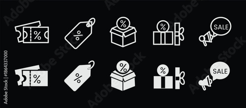 Discount icon set. Price tags and promotion symbol. Vector illustration.