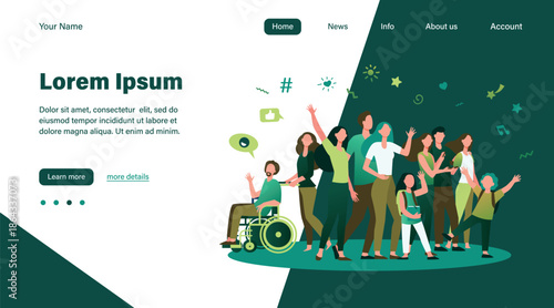 Vector illustration of an infographic design template featuring a business man silhouette and team people icons in a green soccer sport concept art