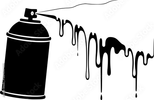 Black spray can with white paint dripping creates a striking, artistic contrast vector

