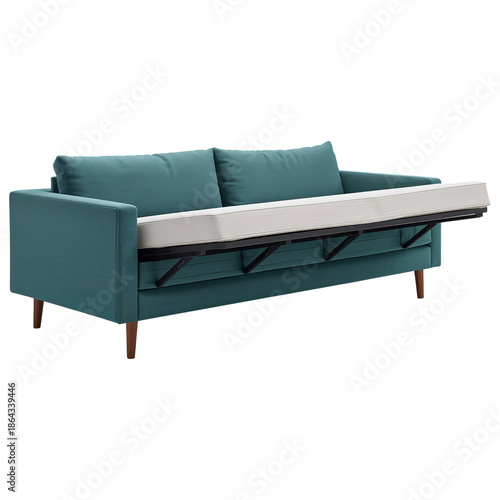 Modern Green Sofa Bed With a Simple Design and Wooden Legs for Living Room Use