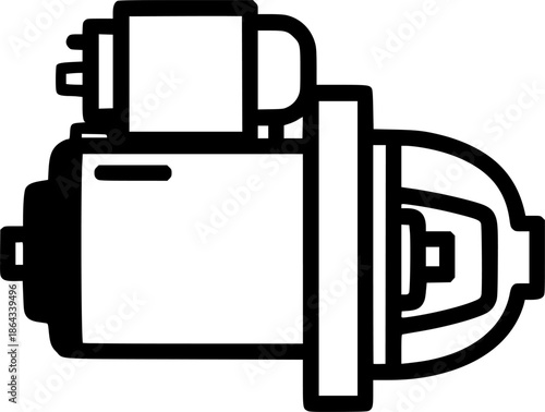 starter motor silhouette line art vector illustration with a white background
