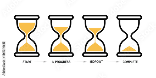 Hourglass Timeline Illustration Representing the Passage of Time.