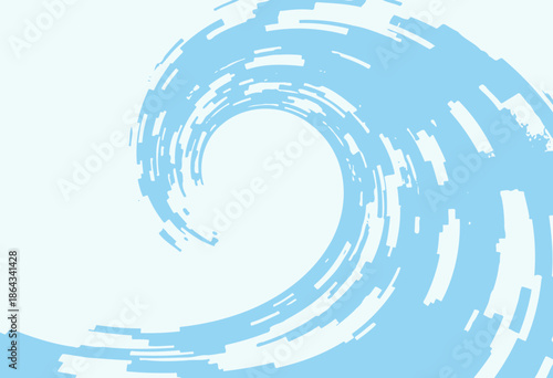 Abstract Blue Geometric Swirling Wave Design Featuring Digital Pixel-like Elements in a Circular Motion Inspiring Creativity and Modernity in Technology and Art