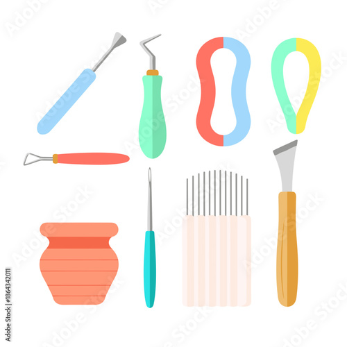 Clay sculpture tools in assorted colors for pottery making  