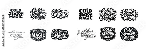 Cold season magic: festive hand-drawn typography collection