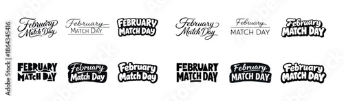February match day typography designs collection