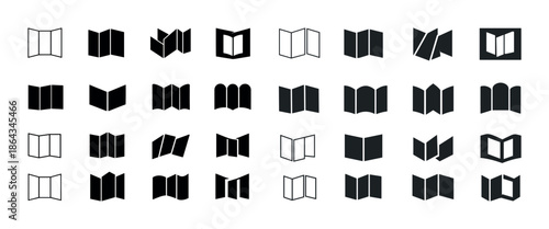 Collection of folded map icons in various styles