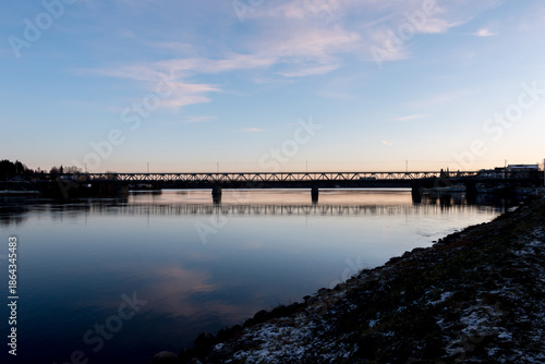 Wallpaper Mural Old Bridge (Vanhasilta) over Kemijoki river in Rovaniemi, Finland. Torontodigital.ca