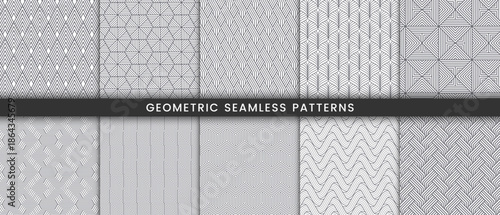 Set of geometric seamless pattern stripes lines