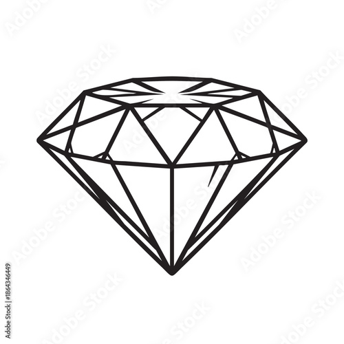 Elegant Line Drawing of a Sparkling Diamond for Jewelry and Luxury Design