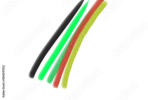 Vibrant colorful glow sticks in black, green, red, and yellow hues