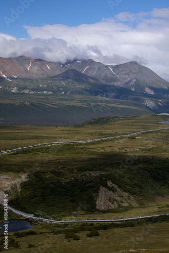 Hills and mountains on a cloudy summer day near the Richardson Highway in interior Alaska.