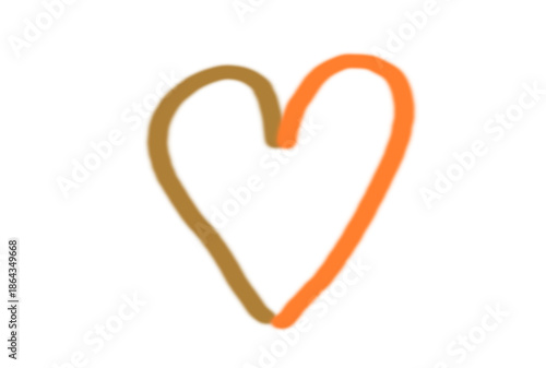 Vibrant orange and brown heart symbol on white background