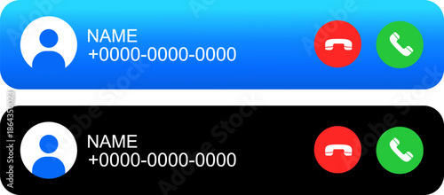 Display of smartphone incoming call interface, mobile user profile and contact notification, accept and reject buttons for digital phone