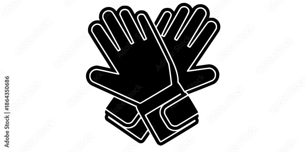 Obraz premium Crossed Football Goalkeeper Gloves Vector Outline Icon