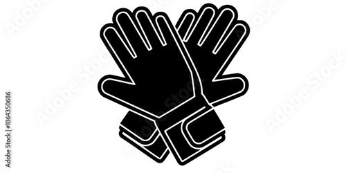 Crossed Football Goalkeeper Gloves Vector Outline Icon