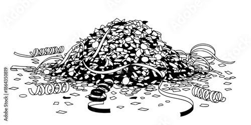 Celebration Confetti and Streamers Pile Vector