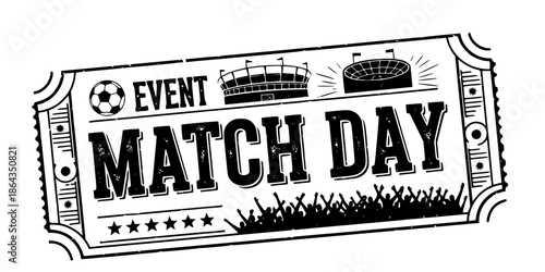 Vintage Match Day Ticket Stub Typography Vector
