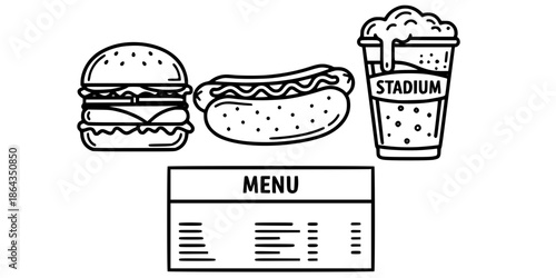 Stadium Food and Drink Concession Vector Icons