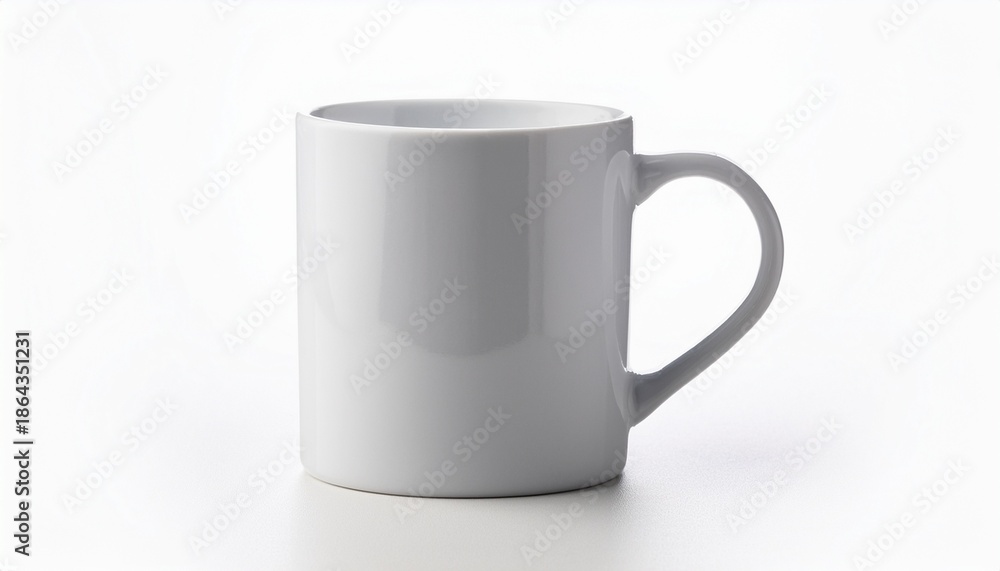 Fototapeta premium plain white ceramic coffee mug with handle isolated on white background