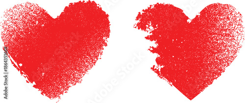 Dispersion heart . Grunge stamps collection.love Shapes for your design.Distressed symbols. Textured Valentine's Day signs.Vector illustration.