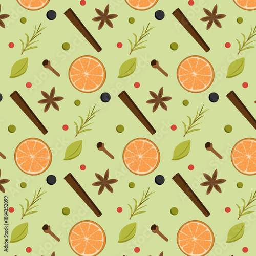 Pattern with spices and herbs