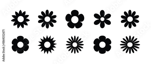 Spring colorful flower set colorful flower flat design isolated white background.