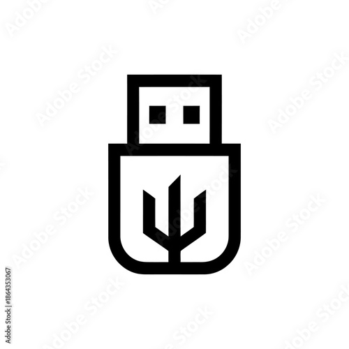 Usb  icon on White Background Vector Art Illustration on white background.