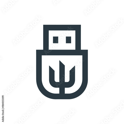 Usb  icon on White Background Vector Art Illustration on white background.