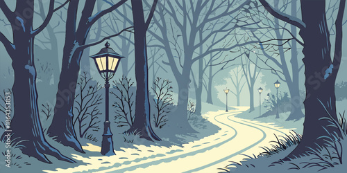 Serene Winter Forest Pathway