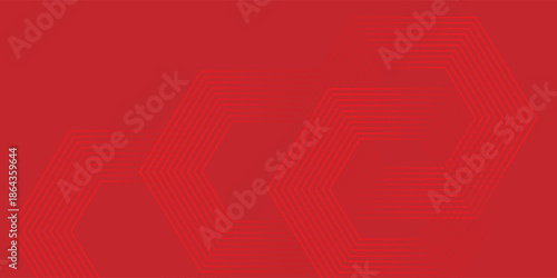 Abstract Red Geometric Hexagon Triple Pattern Background