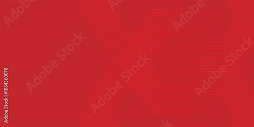 Abstract Red Geometric Hexagon Triple Pattern Background