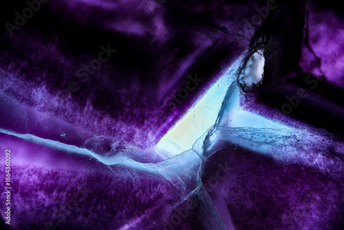 Polished fluorite purple and blue zoning. Specimen from China. macro photography detail texture. close-up polished mineral crystal gemstone.
