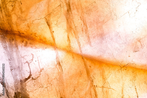 Gypsum zoning due to Sulfur inclusion. Specimen from Narbonne, France. macro photography detail texture background. close-up mineral crystal unpolished semi-precious gemstone
