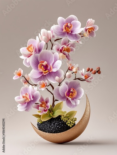 Artistic purple orchid centerpiece high resolution picture