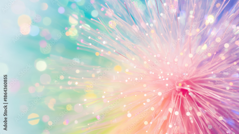 Obraz premium Pastel sparkling bokeh burst background in soft gradient. Celebration abstract concept.