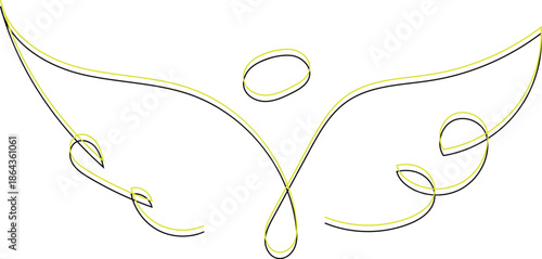 Ethereal Angelic Outline Illustrating Grace and Serenity with Minimalist Line Art