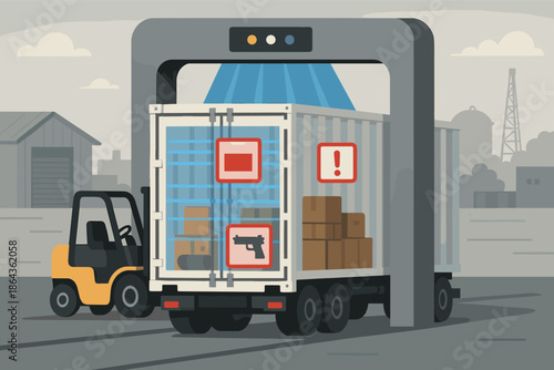 Truck scanning security check: cargo inspection at border control